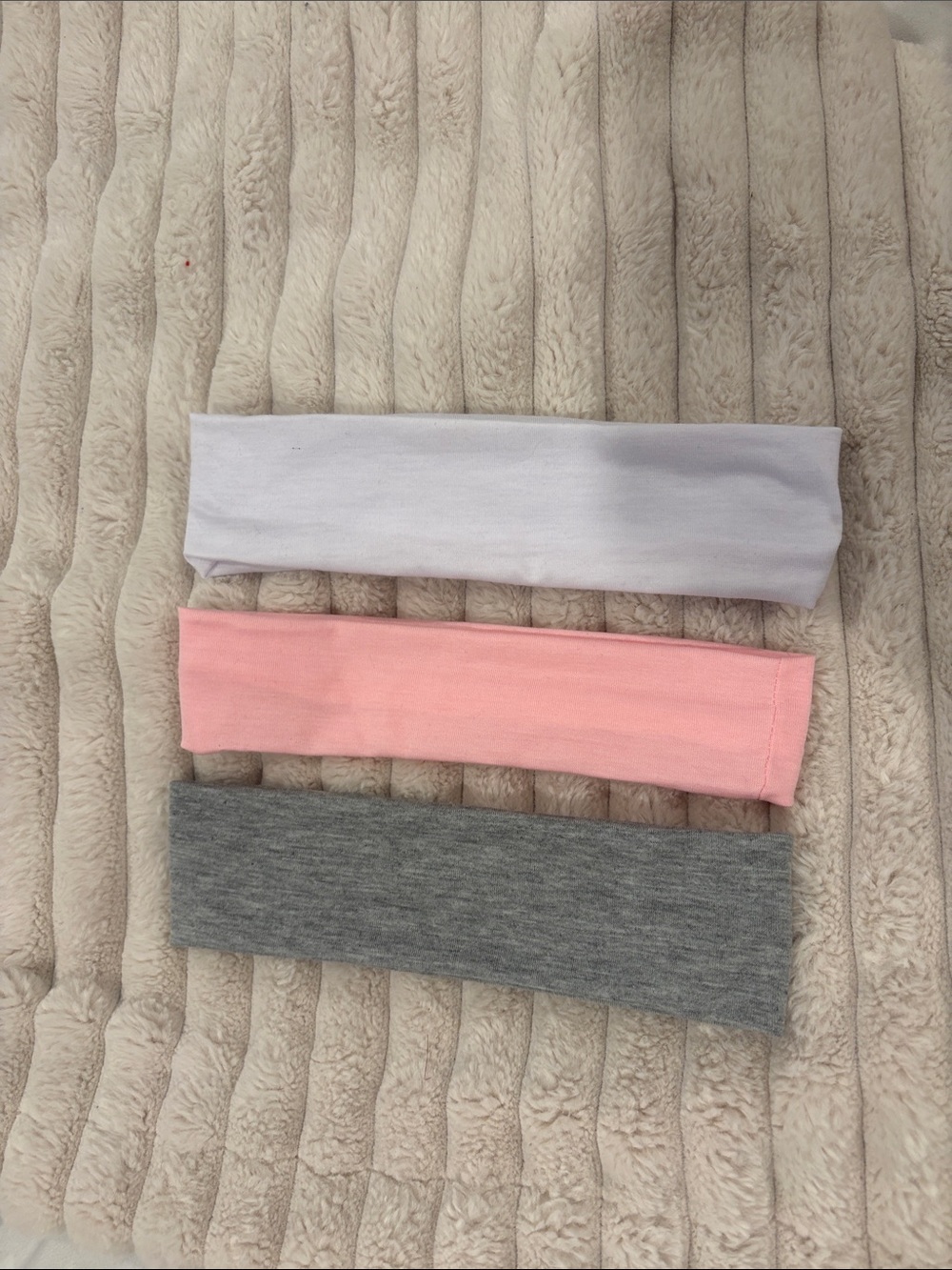 Women's Stretch Headband Trio in White, Pink & Gray